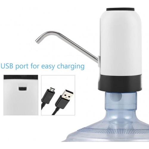 Distributeur d'eau Pompe à eau en bouteille rechargeable portable avec voyant LED Couleur : Blanc