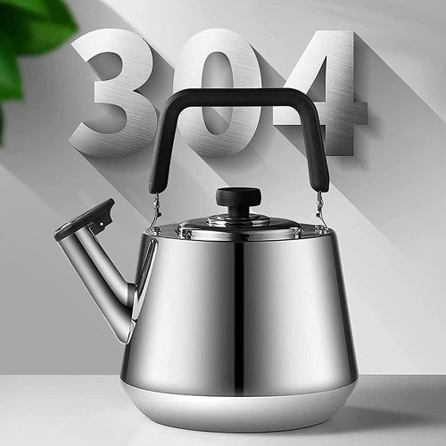 QOHG Théière à sifflet d'acier inoxydable d'argent 4-5L avec bouilloire de thé à la presse bureau de restaurant approprié taille: 5L