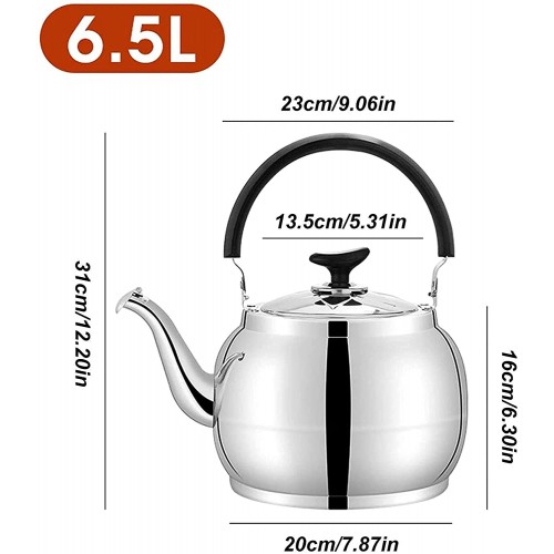 QOHG utile 5.5L 6.5LCapacacité Kettle de thé sifflant avec poignée ergonomique résistante à la chaleur taille: 6.5L