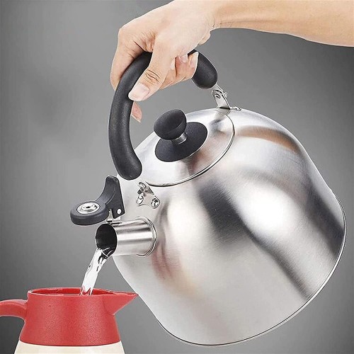 QOHG utile sifflement de la bouilloire de la cuisinière avec poignée anti-échappée ergonomique convient à la théière de cuisinière ménagère taille: 6L
