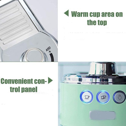 Bktmen Machine à café tout-en-un avec filtre à café et dosettes avec mousseur à lait rétro machine à expresso semi-automatique petite mousse à lait à vapeur domestique 1 l