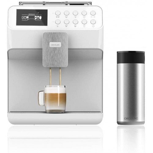 Cecotec Machine à café Méga-Automatique Power Matic-ccino 7000 Touch Série Bianca. Technologie avec 19 bars de pression Télécommandes Digitales 6 Modes Prépare des Cappuccinos 1400W.