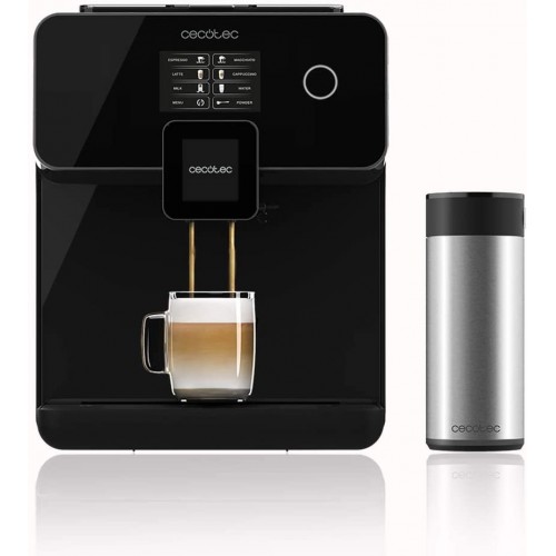 Cecotec Machine à café Méga-Automatique Power Matic-ccino 8000 Touch Série Nera. Technologie avec 19 bars de pression  Écran Tactile 6 Modes Personnalisables  Prépare des Cappuccinos  1400 W.