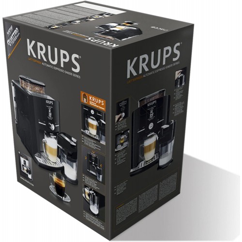 Krups ea82fd Espresso Machine 1.7L 12TASSES Aluminium Noir – Cafetière Autonome Entièrement Automatique Espresso Machine Grains de Café Cappuccino Café Café Espresso Lait Chaud