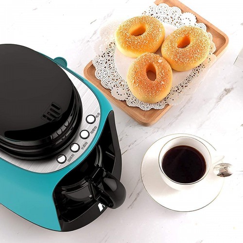 LWHDPW Moulin à café entièrement automatique Machine à café à filtre de 6 tasses Mini machine à café de voyage avec moulin à café et carafe en verre Filtre réutilisable permanent