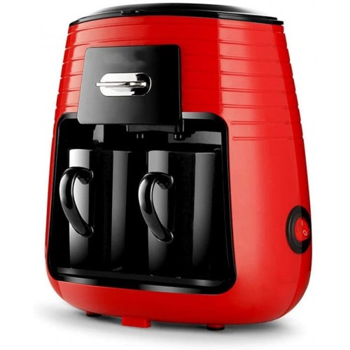 MAATCHH Machine à café Automatique Bureau des ménages Machine à café de Petite capacité Machine à café Maker avec Tasses en céramique Cappuccino Color : Red Size : One Size