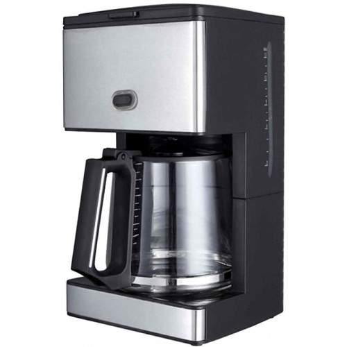 Machine à café automatique 1,8 l Machine à café domestique 10 à 15 tasses En acier inoxydable Noir