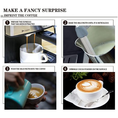Machine à café expresso à pompe traditionnelle cafetières à cappuccino 15 bars cafetière à réservoir d'eau amovible de 1,6 L intégrée à la vapeur de lait pour latte machiato