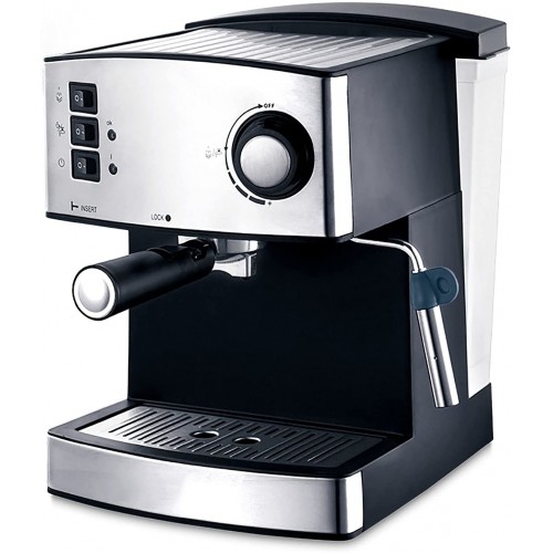 Machine à café expresso à pompe traditionnelle cafetières à cappuccino 15 bars cafetière à réservoir d'eau amovible de 1,6 L intégrée à la vapeur de lait pour latte machiato