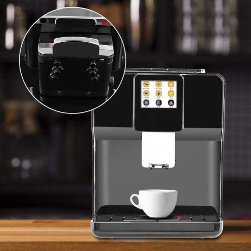 Machine à Expresso Automatique Machine à Café en Acier Inoxydable Machine à Café Réglable Machine à Expresso avec écran Tactile LCD pour Bureau à DomicileArgent