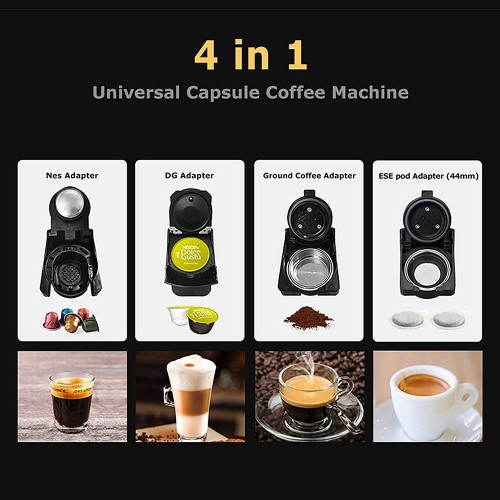 Machine à Expresso et Cappuccino Cafetière De Pod 19bar 4 en 1 Machine À Café De Capsule Universelle Couleur : Black Size : One Size