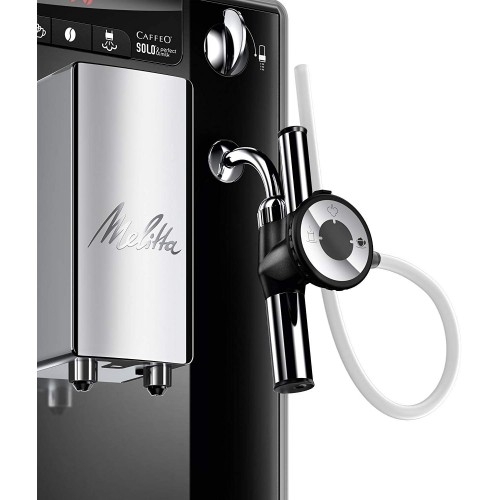 Melitta Caffeo Solo & Perfect Milk Noir Argent E957-101 Machine à Café et Expresso Automatique avec Broyeur à Grains Auto Cappuccinatore Buse à Lait