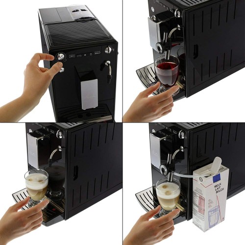 Melitta Caffeo Solo & Perfect Milk Noir Argent E957-101 Machine à Café et Expresso Automatique avec Broyeur à Grains Auto Cappuccinatore Buse à Lait