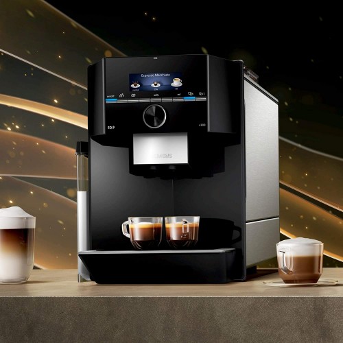 Siemens EQ9 Plus s300 TI923309RW – Machine à café automatique avec écran TFT – Bac à grains et réservoir café moulu – 11 recettes de café – iAroma System – Couleur : Noir