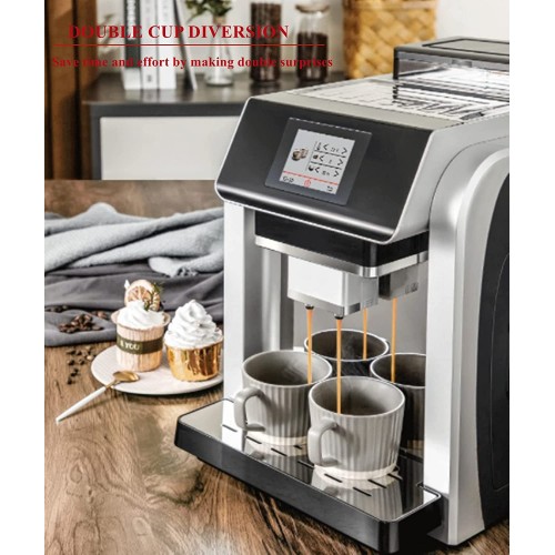 WANGJINGMEI Machine à café Automatique Intelligente Machine à café en Grains entièrement Automatique Machine à Cappuccino et Expresso avec mémoire de café et système de Lait Noir