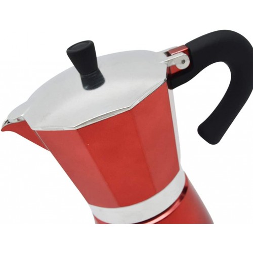 Cafetière Italienne Aluminium Espresso Moka Cafetière 6CUP Latte Mocha Maker Percolator Pot Barista Outils Filtre Rouge Color : Red