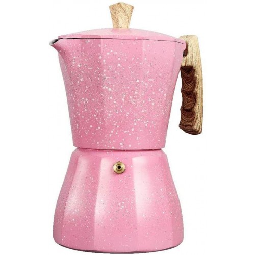Plmvhpb Machine à café latte mokka italienne moka expresso Cafeteira Percolateur Pot de cuisine 300 ml Rose