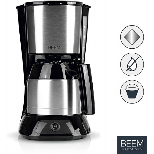 BEEM FRESH-AROMA-PURE Cafetière à filtre thermique en acier inoxydable 1 l Filtre permanent Fonction maintien au chaud 900 W Pour jusqu'à 8 tasses