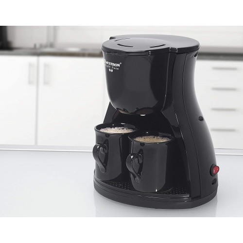 Bestron Duo-Kaffeemaschine inkl. 2 Tassen Für gemahlenen Filterkaffee 450 Watt Schwarz