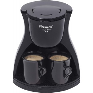 Bestron Duo-Kaffeemaschine inkl. 2 Tassen Für gemahlenen Filterkaffee 450 Watt Schwarz