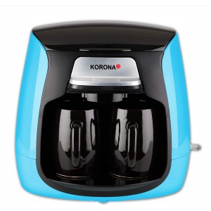 Korona 12207 Cafetière compacte | Bleu-Noir | avec 2 tasses en céramique | Filtre permanent | Cafetière 2 tasses | Mini cafetière