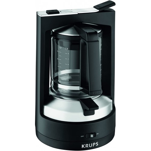 Krups Cafetière filtre Pression inox Machine à café 1 L 12 tasses Cafetière électrique Cafetière pression Machine café Filtre permanent inclus Arrêt automatique KM468910