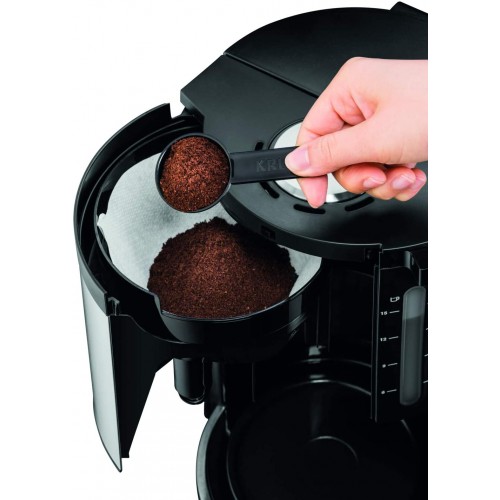 Krups km321 Proaroma Plus machine à Café en Verre 10 tasses 1100 W design moderne noir avec applications en acier inoxydable.