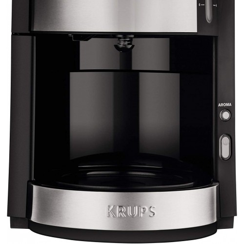 Krups km321 Proaroma Plus machine à Café en Verre 10 tasses 1100 W design moderne noir avec applications en acier inoxydable.