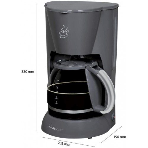 Machine a Café Cafetiere Expresso Cafetière filtre 12-14 Tasses capacité env. 1,5 L système anti-goutte Grise KA 3473 Clatronic