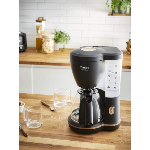 Tefal Cafetière filtre Includeo Machine à café facile à utiliser pour droitiers et gauchers 1,25 L 10 à 15 tasses Porte-filtre double poignée facile à retirer Poignée ergonomique CM533811