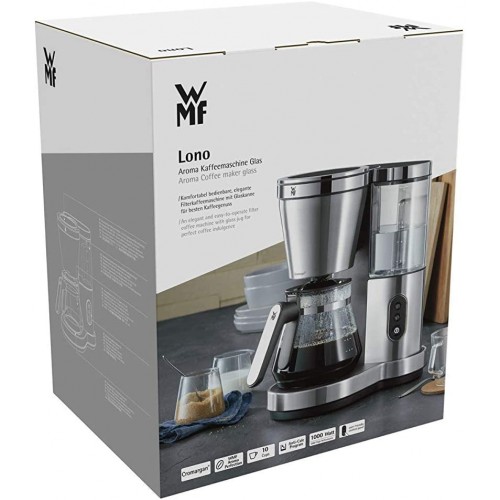 WMF Lono Cafetière filtre 10 tasses Machine à café Cromargan inox 18 10 de haute qualité Design Système Aroma Perfection Panneau de commandes Réservoir d'eau amovible 0412300011