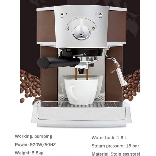 Barista professionnel Machine à expresso Cafetière commerciale semi-automatique à cappuccino Réservoir d'eau 1,6 litre avec pression d'extraction de 15 bars Machines à café au lait
