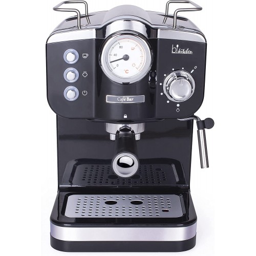 Bkitchen Coffee 200 Machine à expresso rétro avec porte-filtre Noir 20 bar 1100 W
