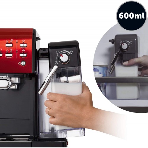 Breville Machine à café et expresso PrimaLatte II | Pompe italienne à 19 bars | convient pour le café en poudre ou en dosettes | Mousseur à lait automatique intégré | Noir rouge | VFC109X-01