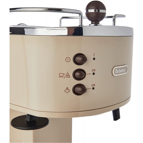 De'Longhi Vintage Icona Traditionnelle Barista Pompe Espresso Machine Cafetière et Cappuccino ECOV311BG Crème