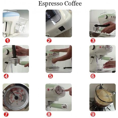 LTLWSH Espresso Machine à Expresso 15 Bar 900W 0.9 l,Chauffe-Tasses décharge de Pression Auto buse à Vapeur pour Mousse de Lait