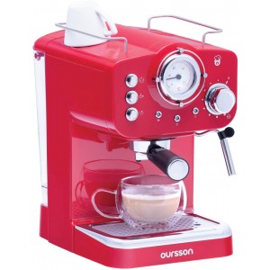 Machine à Café Expresso et Cappuccino Buse Vapeur Réglable Thermomètre Rétro Rouge