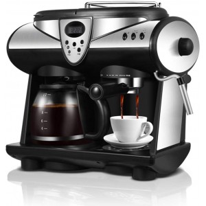 Machine à café intelligente Machine à café expresso 2 saveurs Pompes et chaudières doubles Cappuccino Latte Macchiato Moka Machine à mousse de lait 1850 W 1,5 litre