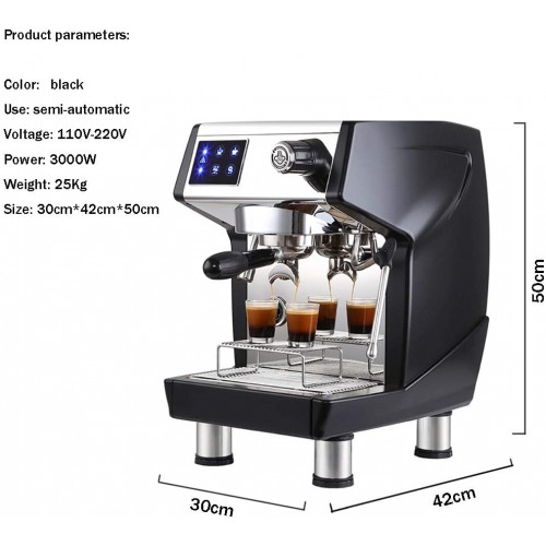 Machines à café Machines à cappuccino Cafetière à expresso à contrôle de température variable avec isolant de mousseur à lait Vapeur pour bar Commercial 5-10 tasses,Black