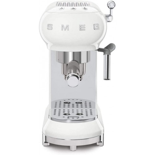 Smeg ECF01BLUK Machine à café à pompe traditionnelle avec système de cappuccino réglable blanc