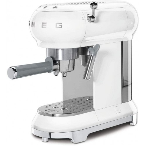 Smeg ECF01BLUK Machine à café à pompe traditionnelle avec système de cappuccino réglable blanc
