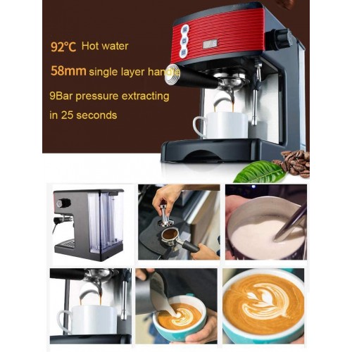ZGZXD Machines à Expresso électrique Mousse 1.7L Coffee Machine Cafetières Italiennes Semi Automatique Rouge