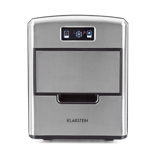 Klarstein Metropolitan machine à glace machine à glaçons 12kg 24h 180W 3 tailles de glaçons frigorigène R600a réservoir d'eau de 2,15l pelle inox argent