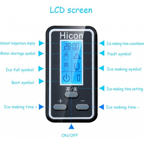 Lxn Machine à glaçons Machine à glaçons de comptoir portable Produit 55 lbs de glace par 24 heures Acier inoxydable Écran LCD