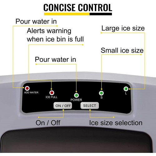 Machabeau Machine à Glaçons Portable 12kg par 24H Mini Commercial Ice Maker avec LCD noir-argenté