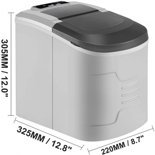 Machabeau Machine à Glaçons Portable 12kg par 24H Mini Commercial Ice Maker avec LCD noir-argenté