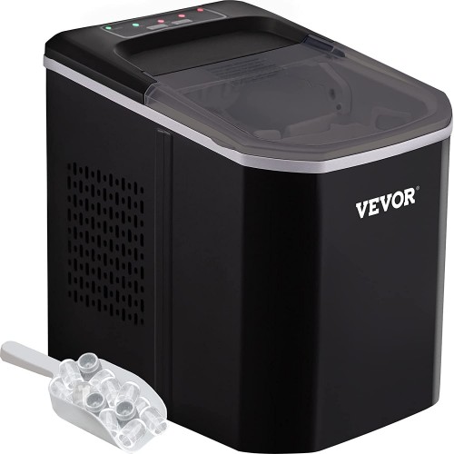 VEVOR Machine à Glaçons Portable 12kg par 24H Mini Commercial Ice Maker avec LCD Noir