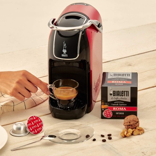 Bialetti New Break Machine à café expresso à capsules en aluminium avec système Bialetti il Caffè d'Italia design compact rouge