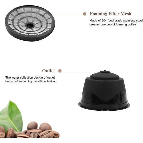 Capsules de café réutilisables pour Dolce Gusto crée un café moussant avec maille en acier inoxydable de qualité alimentaire lot de 3 avec cuillère et brosse de nettoyage capsule noire