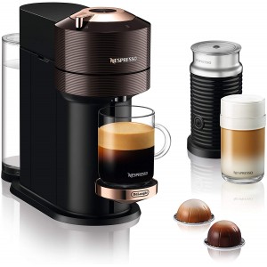 De'Longhi Nespresso Vertuo Next Premium ENV 120.BWAE Machine à café à capsules Avec mousseur à lait Aeroccino Marron et or rose